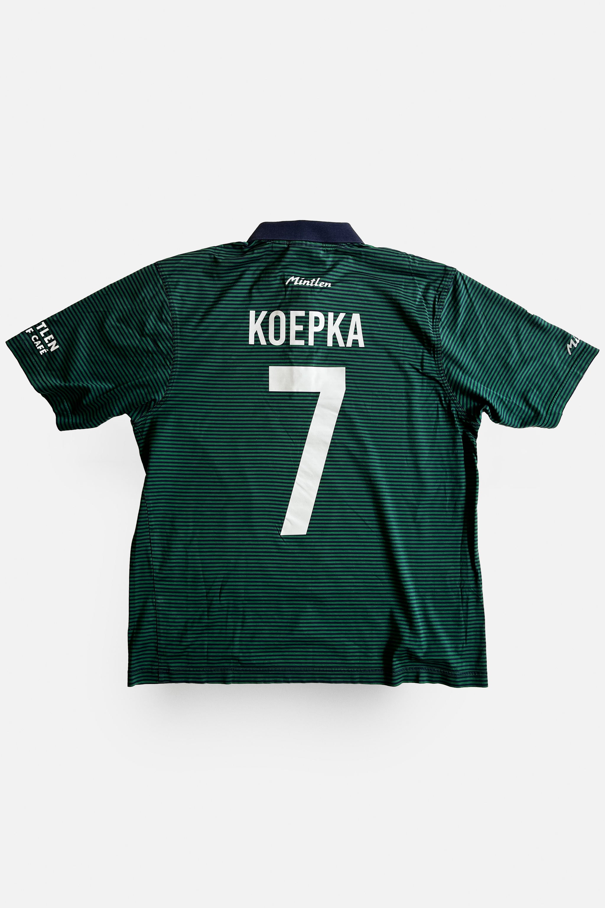 KOEPKA No. 7 Golf Jersey – Mintlen Golf Café – Azalea Green and Navy Stripes | 7 of 18