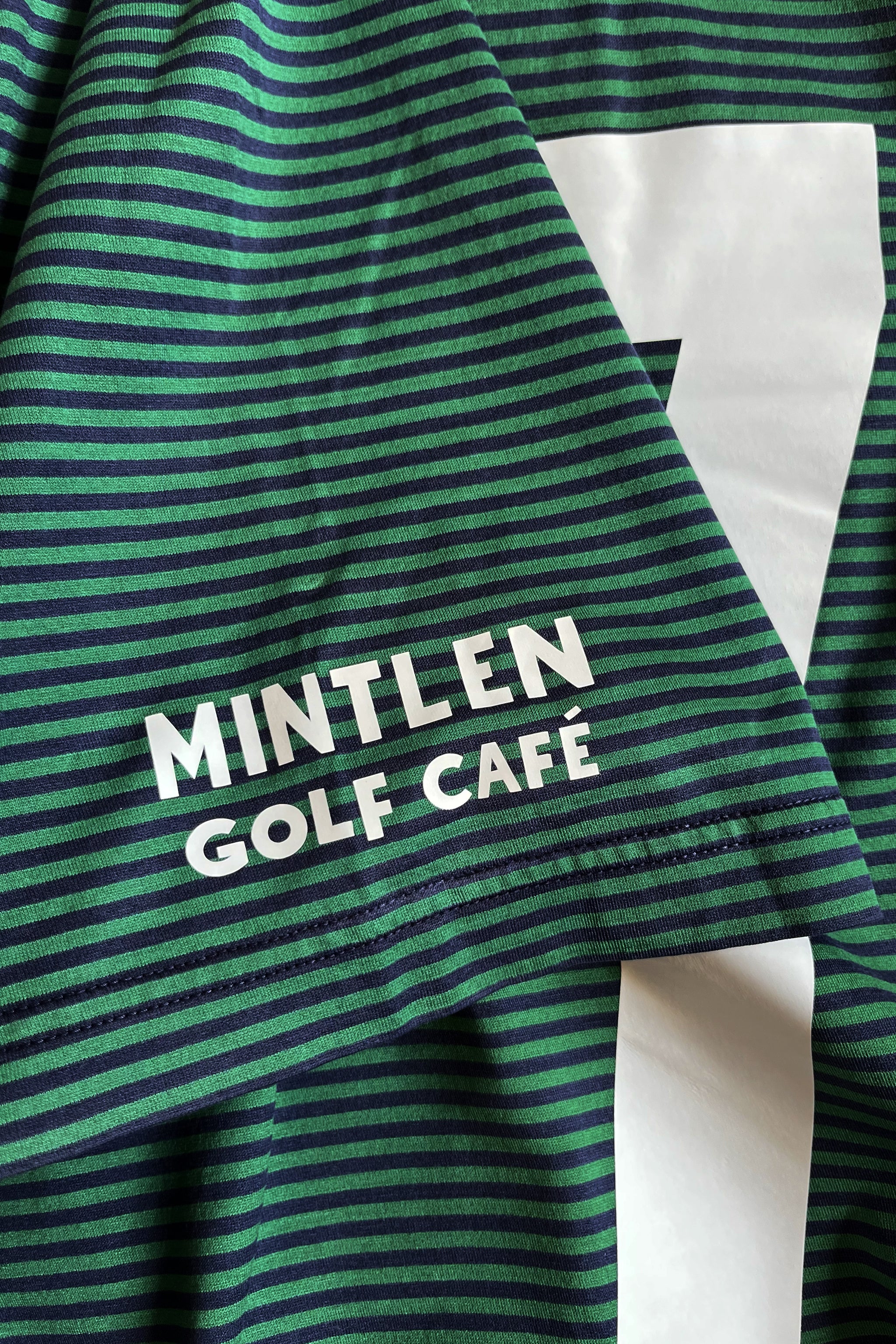 KOEPKA No. 7 Golf Jersey – Mintlen Golf Café – Azalea Green and Navy Stripes | 7 of 18