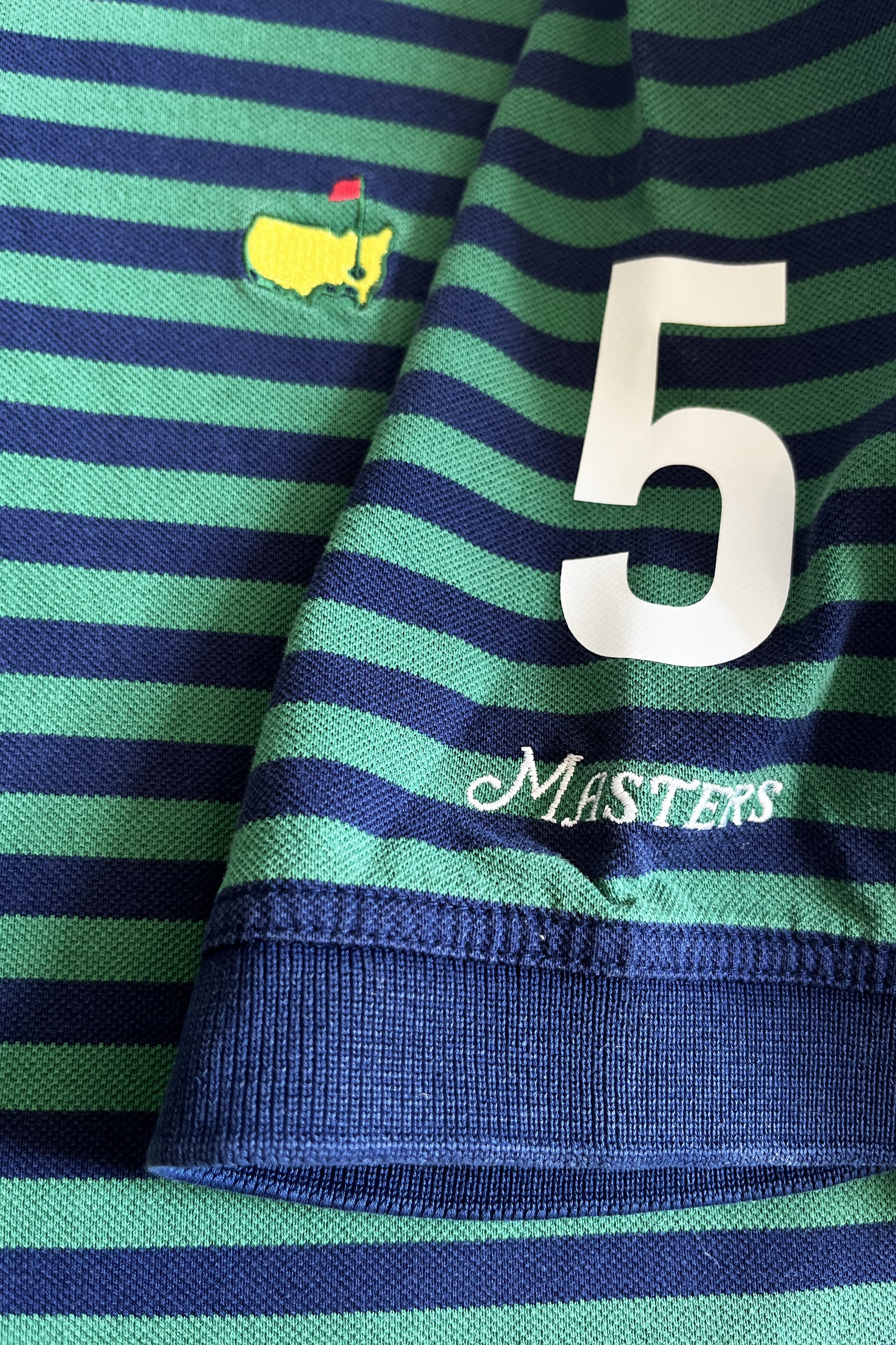 SCHEFFLER No. 5 Golf Jersey – Mintlen Golf Café – Azalea Green and Navy Stripes | 8 of 18